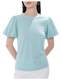 Hera Metallic Top in Dusty Blue
