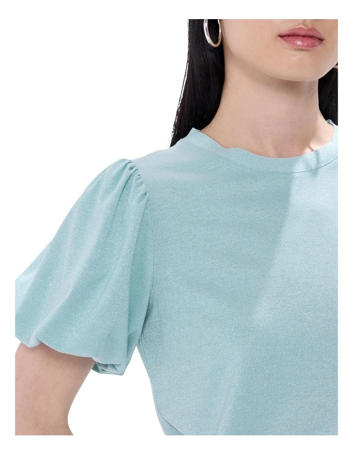 Hera Metallic Top in Dusty Blue image 3