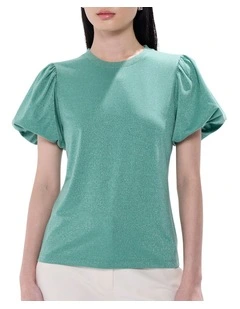 Hera Metallic Top in Misty Jade