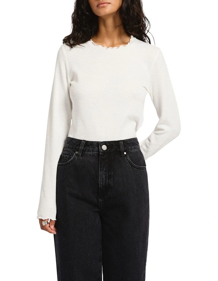 Let It Go Long Sleeve Top in Ivory image 1