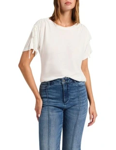Mary Drawstring Top in Ivory