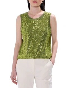Feel Special Sequin Tank in Olive