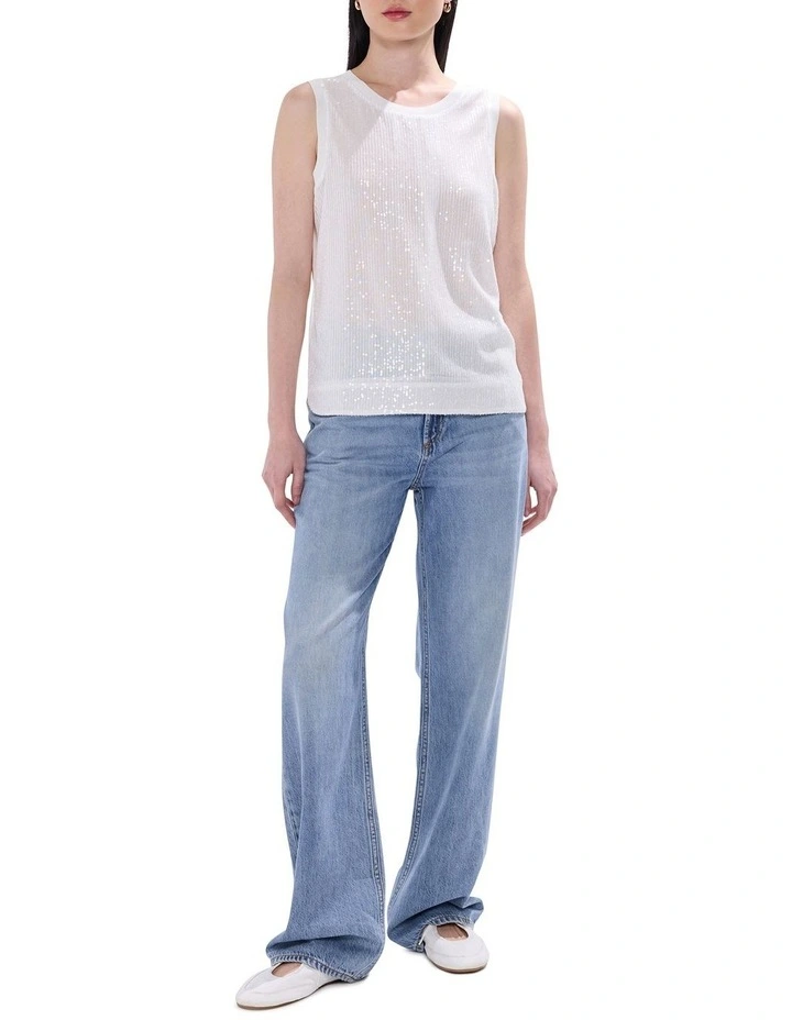 Feel Special Sequin Tank in White image 2
