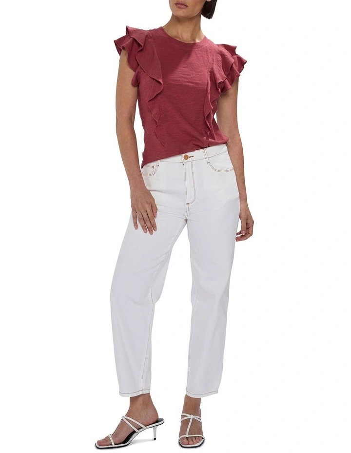 Violet Cotton Ruffle Top in Dark Mahogany image 2