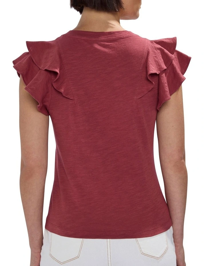 Violet Cotton Ruffle Top in Dark Mahogany image 4