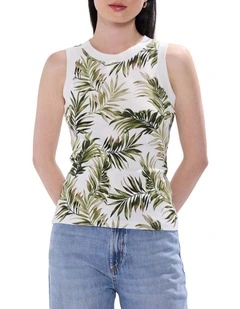 Leaf The City Tank in Ivory Multi