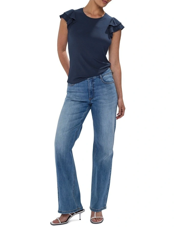 Lilly Ruffle Rib Tank in Navy image 2