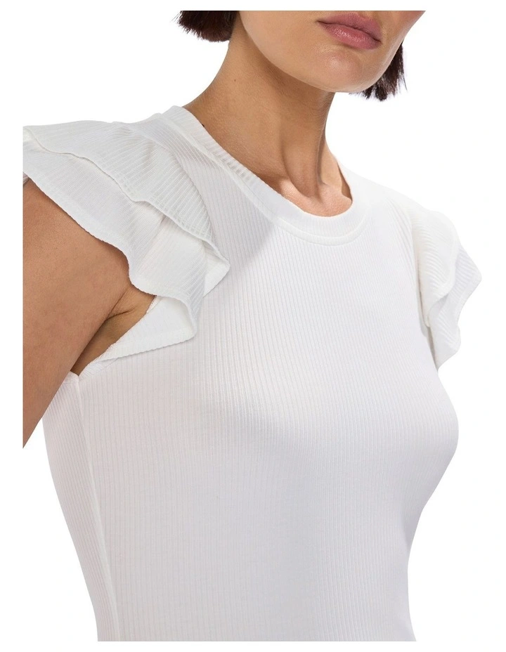 Lilly Ruffle Rib Tank in White image 3