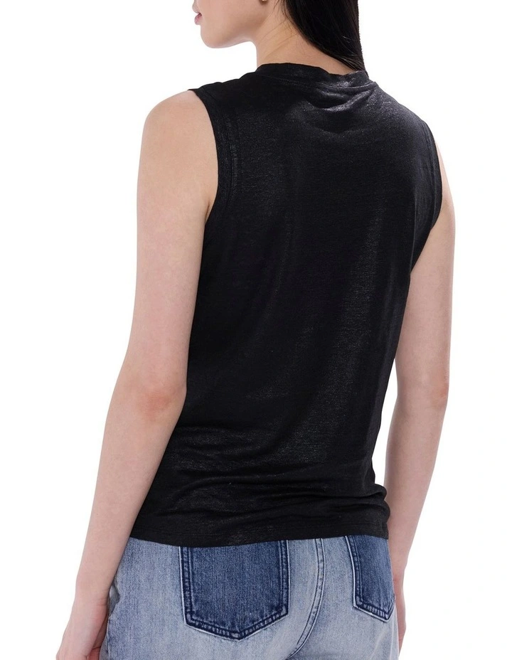 As Love Glows Foil Linen Tank in Black image 4