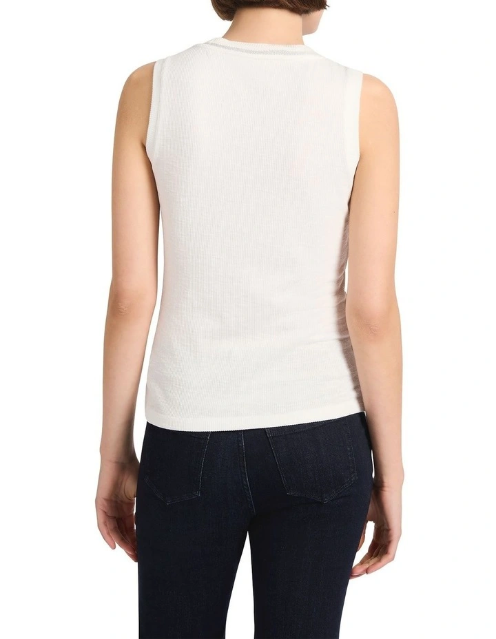 Agatha Lurex Trim Tank in White image 4