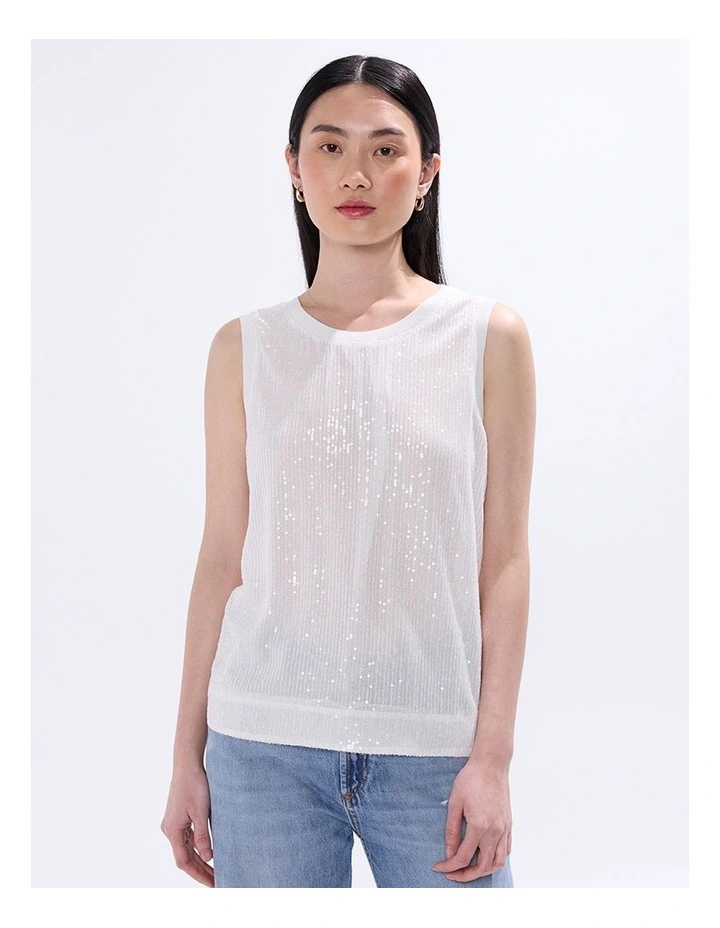 Feel Special Sequin Tank in White image 1