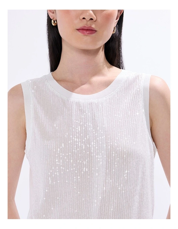 Feel Special Sequin Tank in White image 2