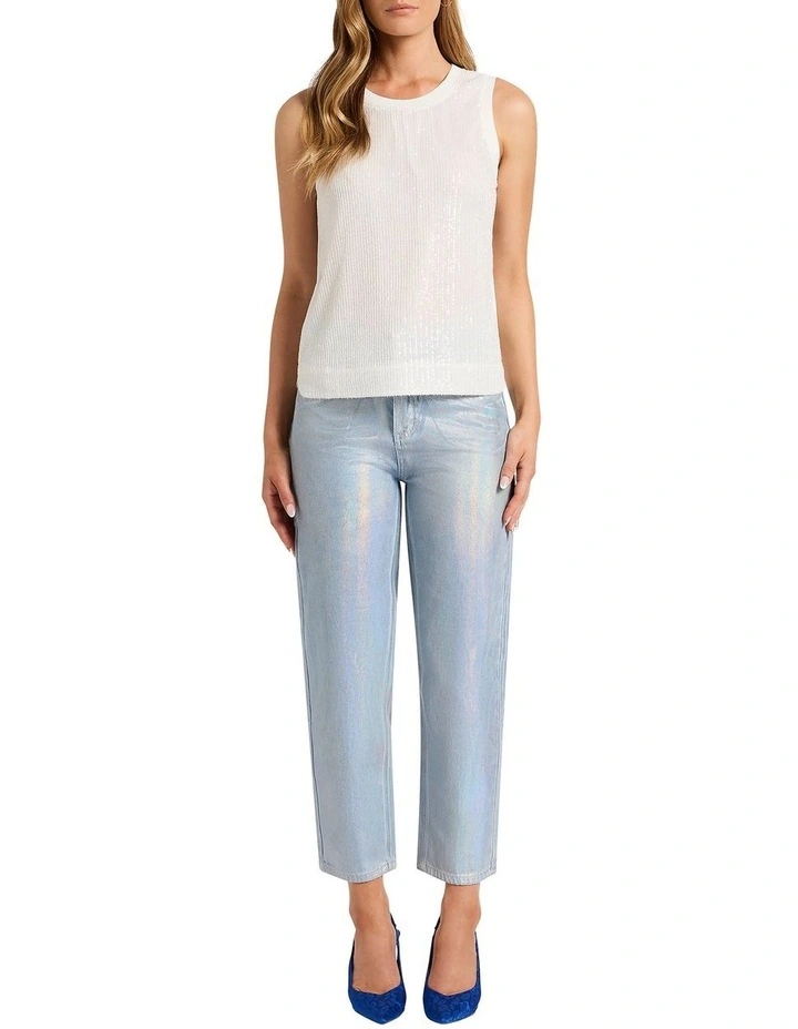 Feel Special Sequin Tank in White image 2