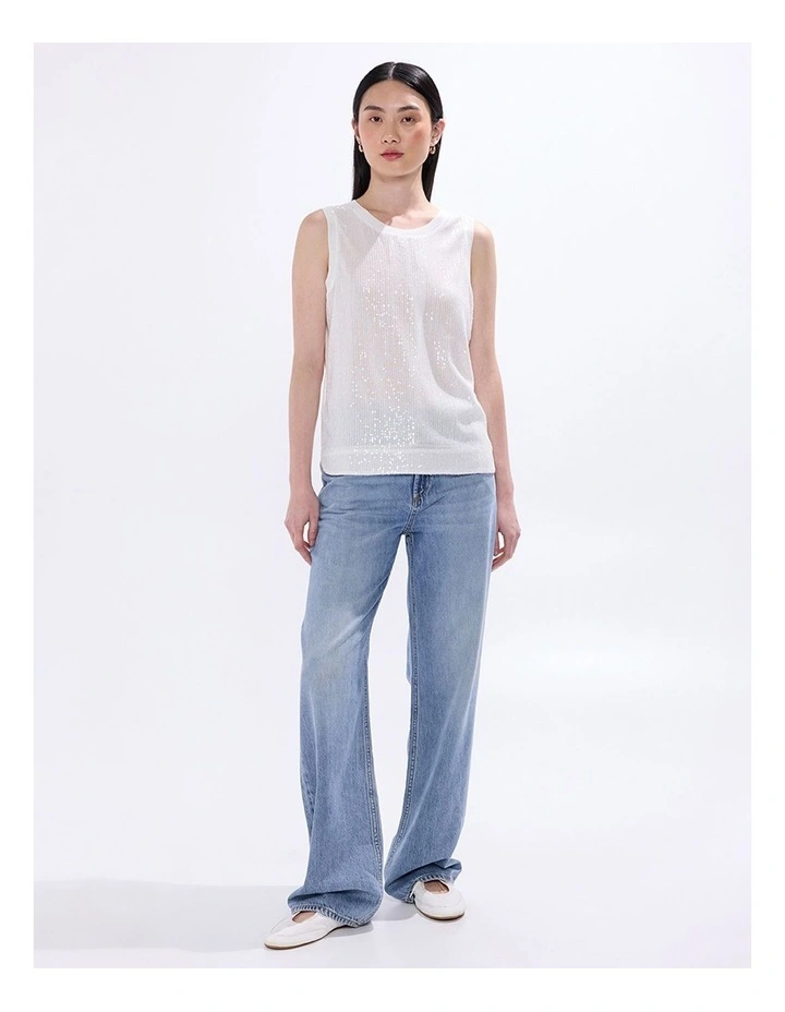 Feel Special Sequin Tank in White image 3