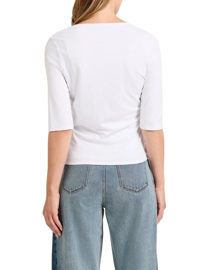 Elena Twist Jersey Top in White image 4