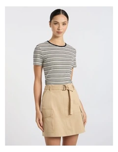 Minnie Stripe Rib Tee in Navy Stripe