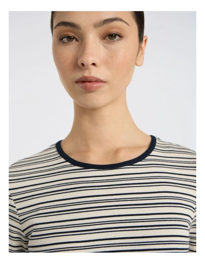 Minnie Stripe Rib Tee in Navy Stripe image 3