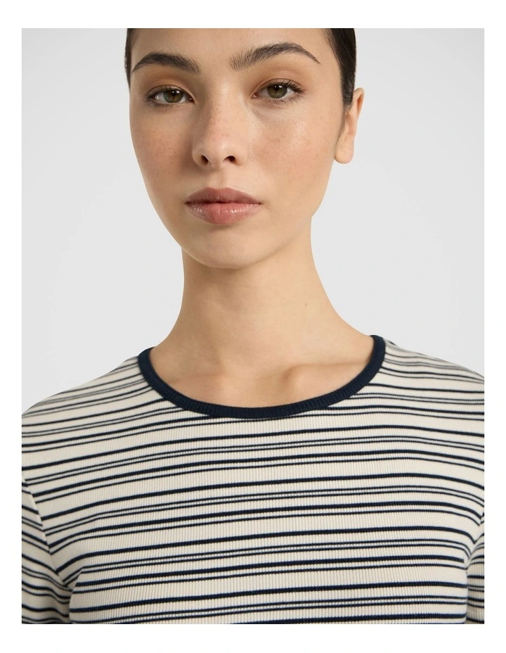 Minnie Stripe Rib Tee in Navy Stripe image 3
