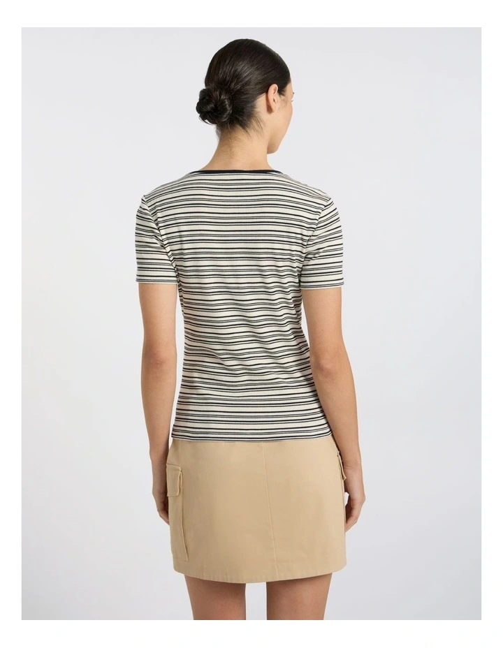 Minnie Stripe Rib Tee in Navy Stripe image 4