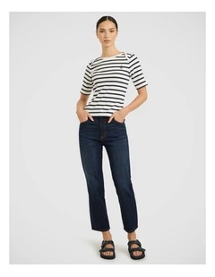 Curtain Call Cotton Tee in Ivory Stripe