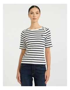Curtain Call Cotton Tee in Ivory Stripe