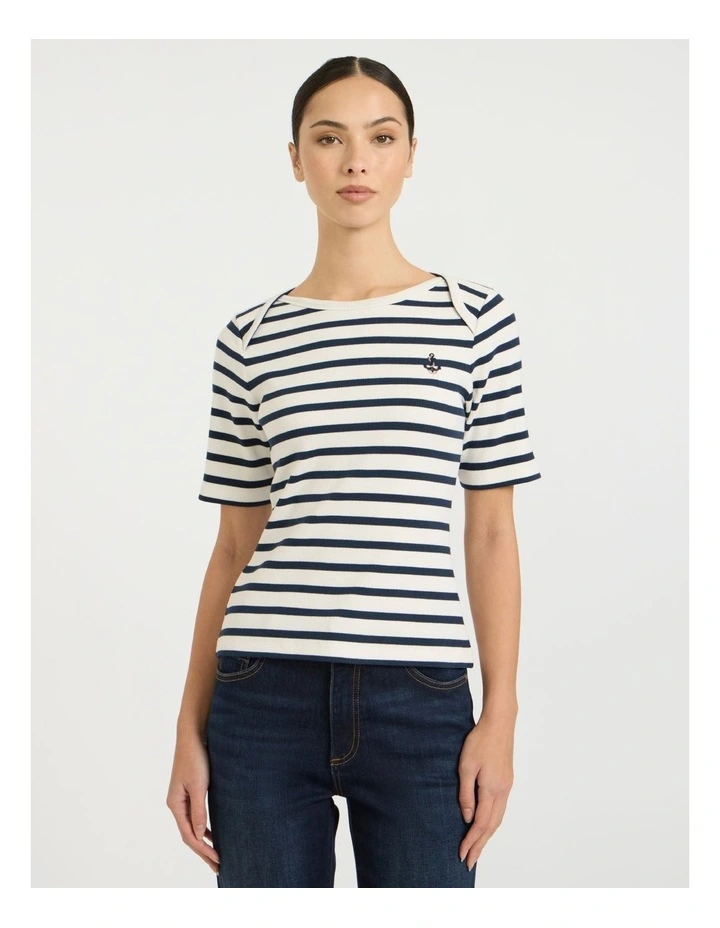 Curtain Call Cotton Tee in Ivory Stripe image 1