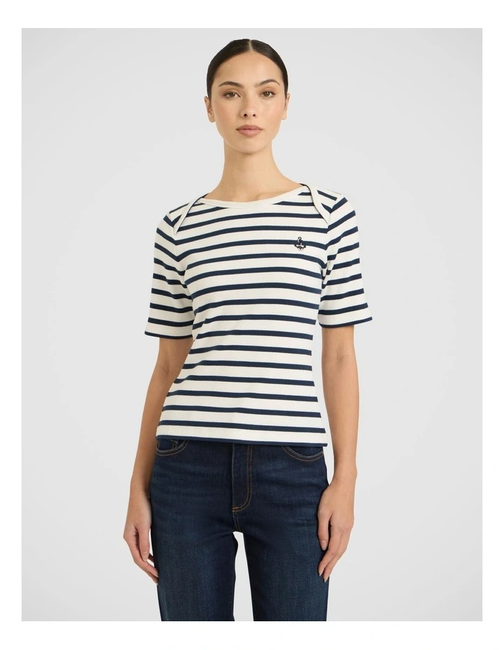 Curtain Call Cotton Tee in Ivory Stripe image 2