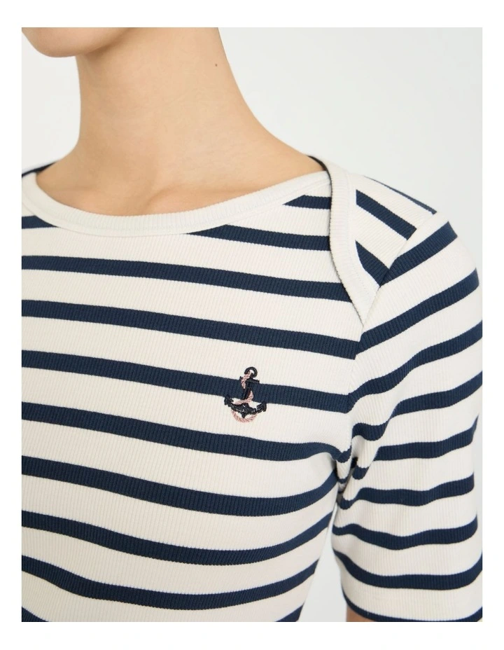 Curtain Call Cotton Tee in Ivory Stripe image 3
