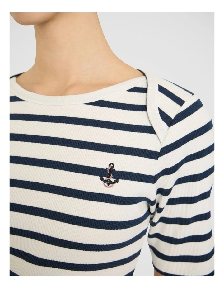 Curtain Call Cotton Tee in Ivory Stripe image 3