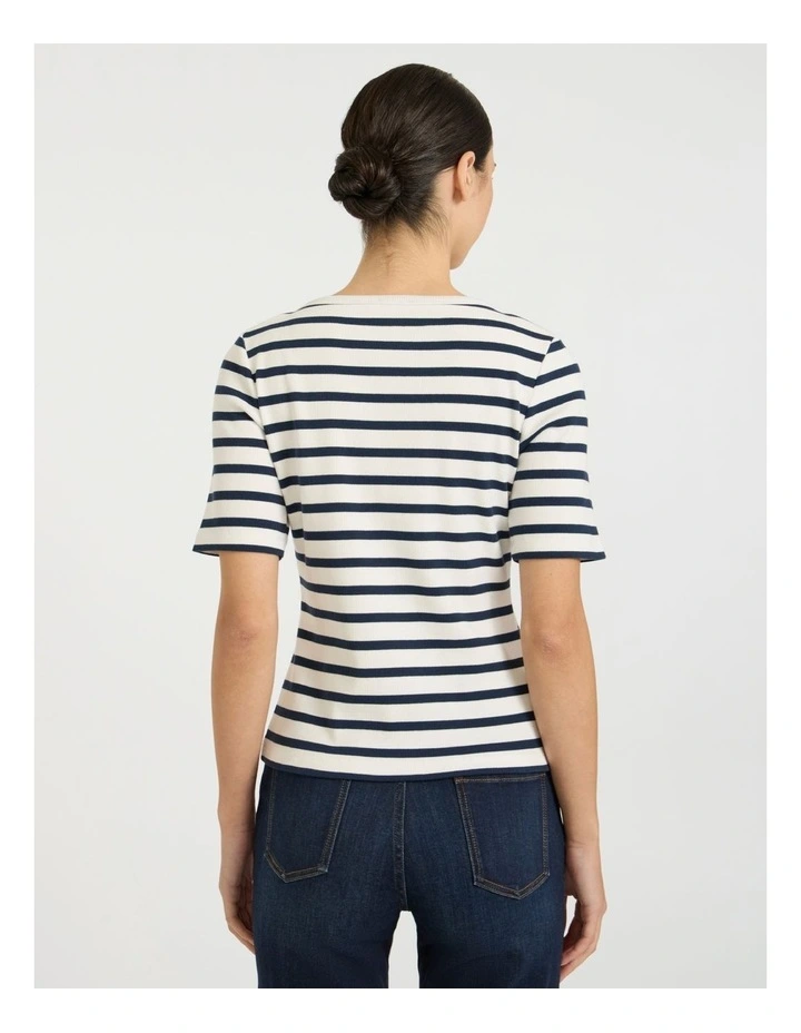Curtain Call Cotton Tee in Ivory Stripe image 4