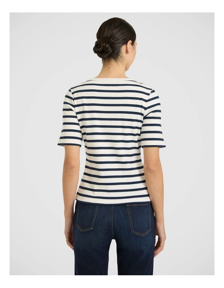 Curtain Call Cotton Tee in Ivory Stripe image 4