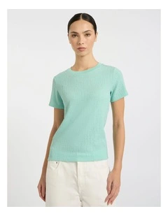 Mina Textured Tee in Wave Green