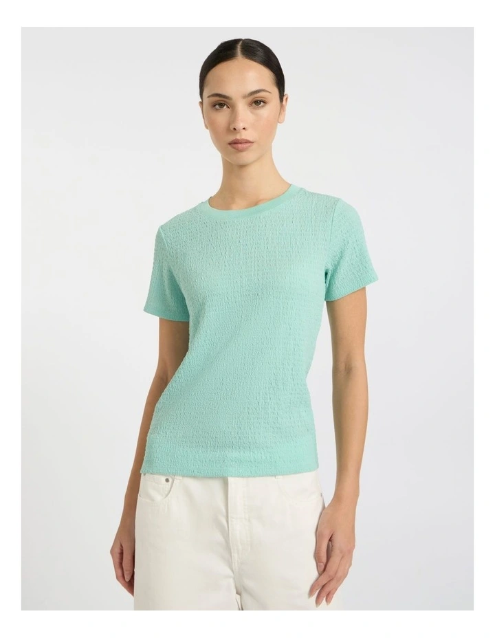 Mina Textured Tee in Wave Green image 2