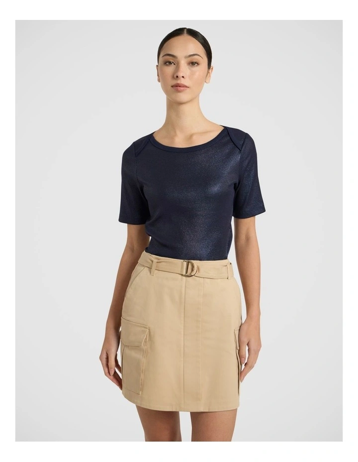 Anna Foil Rib Tee in Navy Sparkle image 2