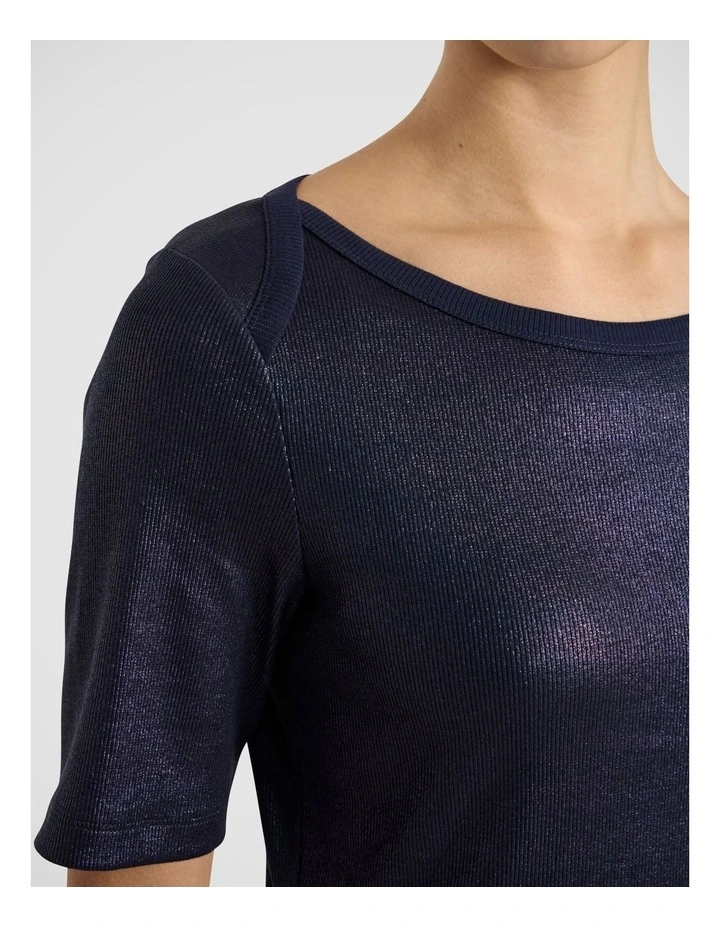 Anna Foil Rib Tee in Navy Sparkle image 3