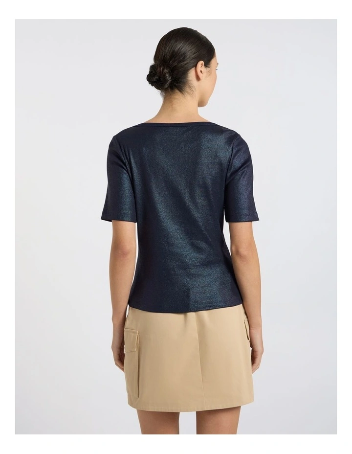 Anna Foil Rib Tee in Navy Sparkle image 4