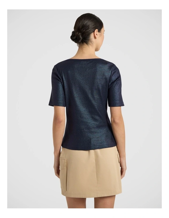 Anna Foil Rib Tee in Navy Sparkle image 4