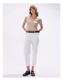 Afterglow Foil Linen Tee in Gold