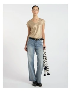 Afterglow Foil Linen Tee in Gold