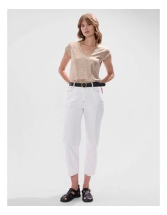 Afterglow Foil Linen Tee in Gold