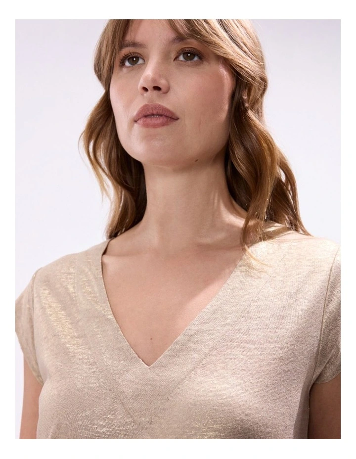 Afterglow Foil Linen Tee in Gold image 2