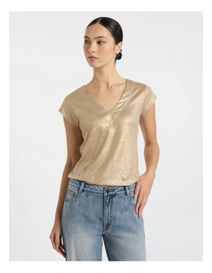 Afterglow Foil Linen Tee in Gold image 2