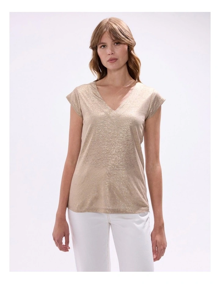 Afterglow Foil Linen Tee in Gold image 3