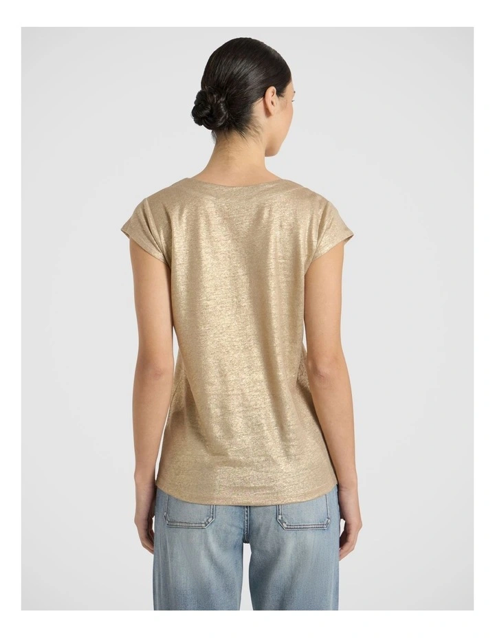 Afterglow Foil Linen Tee in Gold image 3