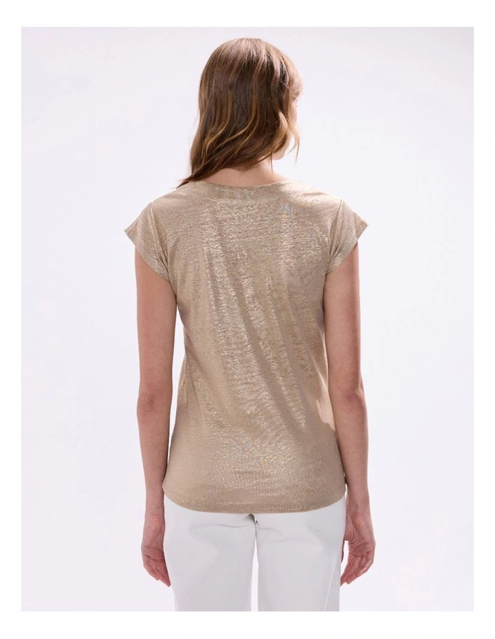 Afterglow Foil Linen Tee in Gold image 4