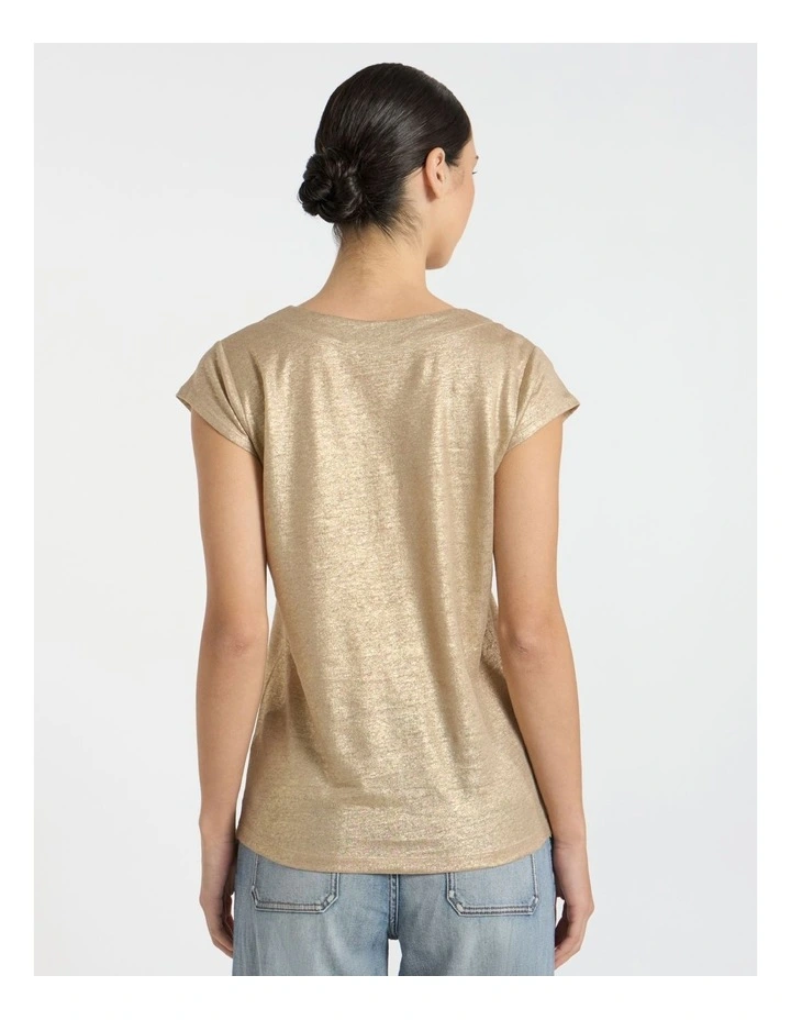 Afterglow Foil Linen Tee in Gold image 4