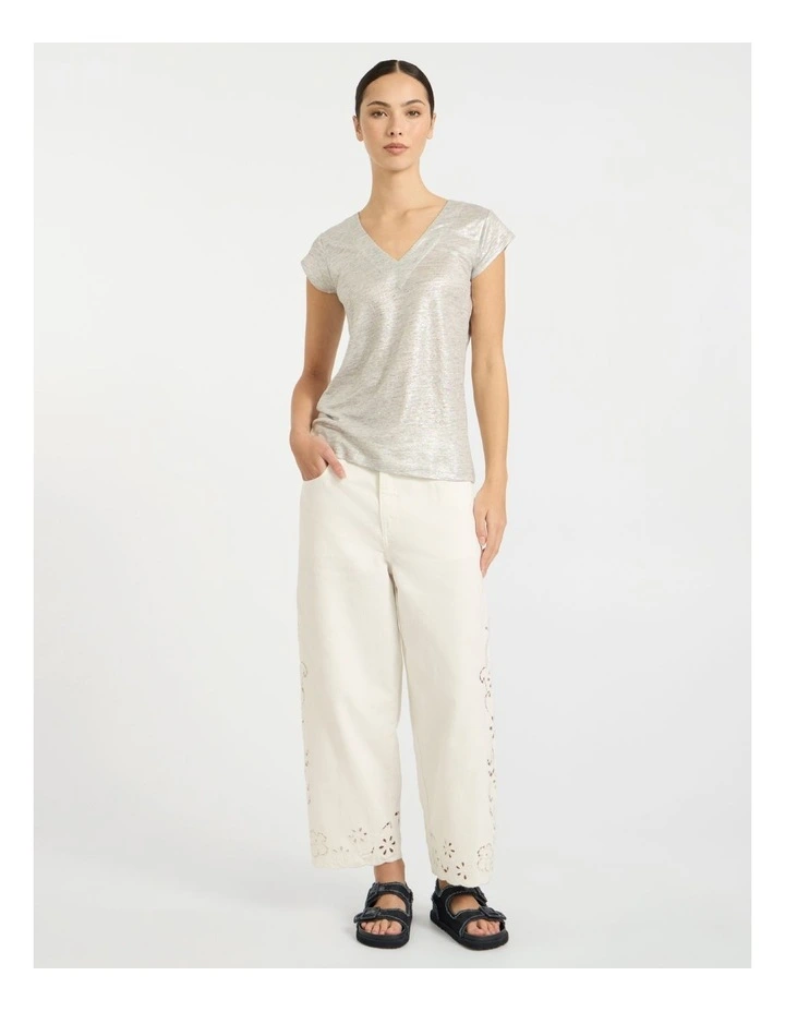 Afterglow Foil Linen Tee in Silver image 2