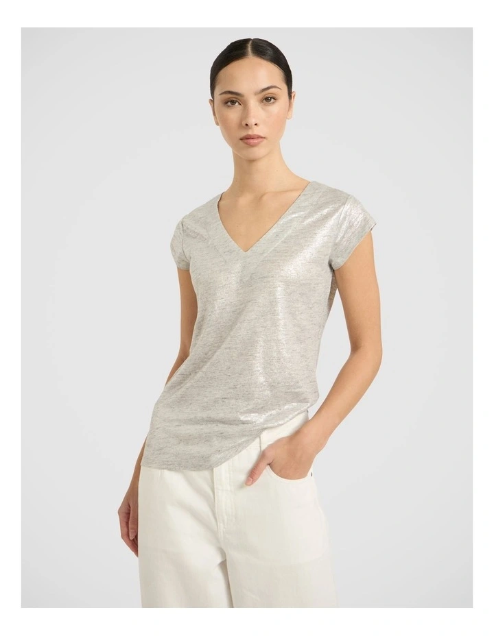 Afterglow Foil Linen Tee in Silver image 2