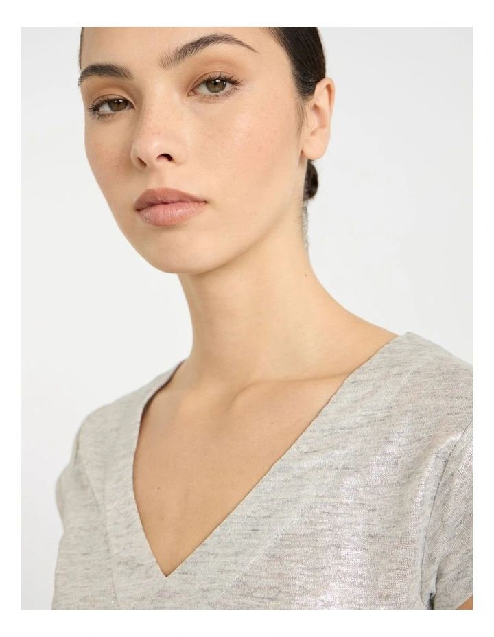 Afterglow Foil Linen Tee in Silver image 3