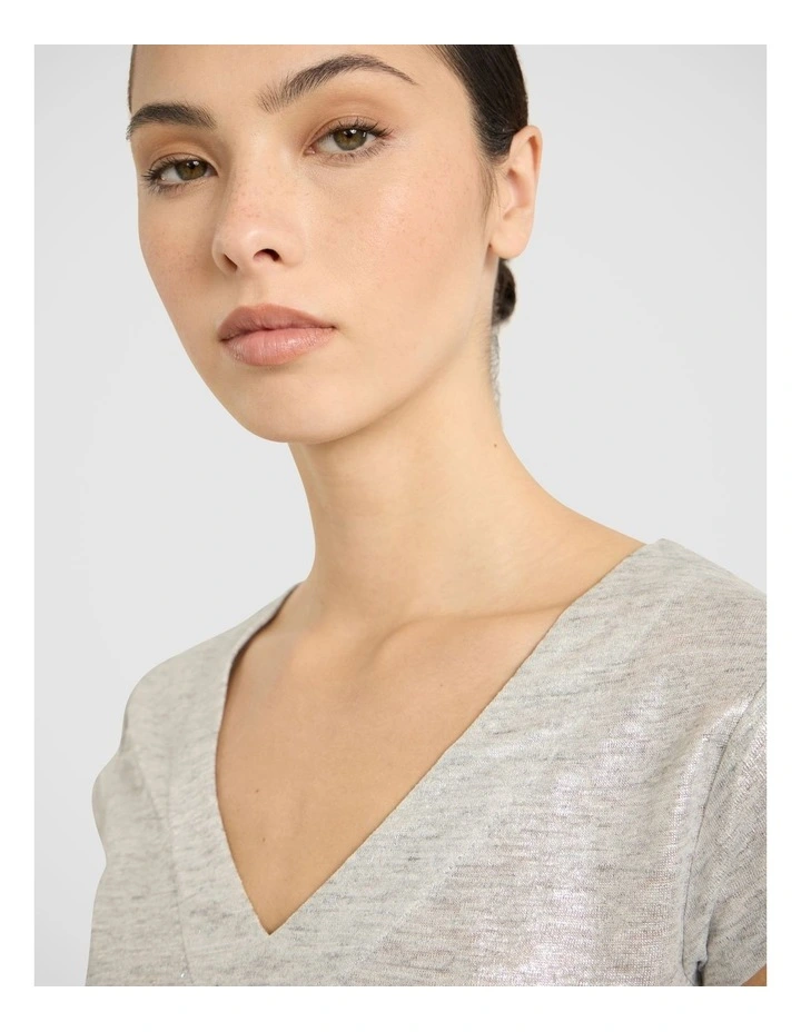 Afterglow Foil Linen Tee in Silver image 3